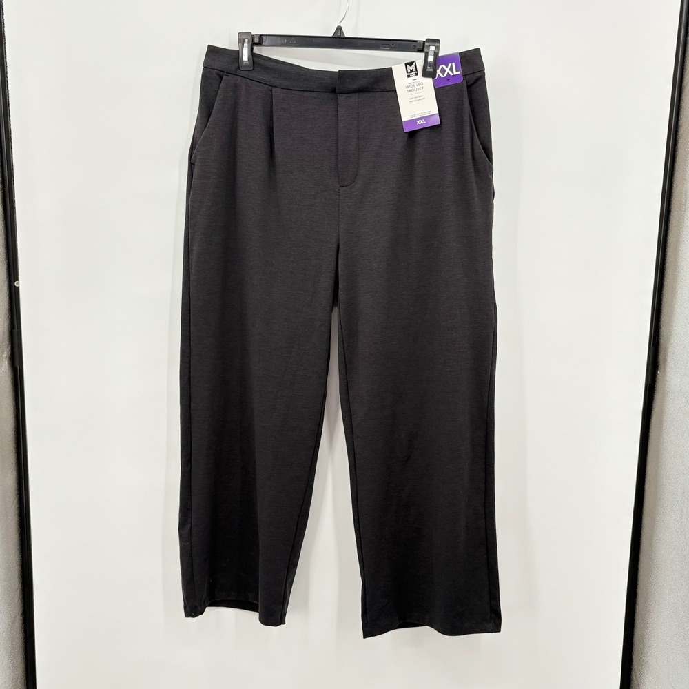 Member's Mark Womens Wide Leg Trouser Black Knit Pleated Pants XXL SW3410 NWT